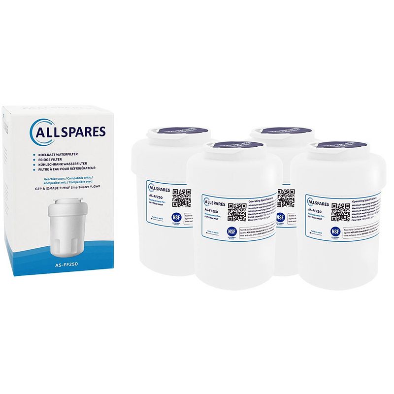 Foto van Allspares waterfilter (4x) voor koelkast geschikt voor ge mwf
