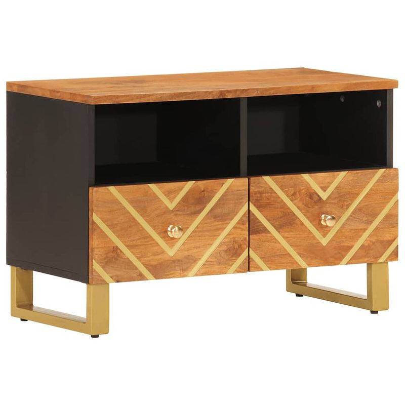 Foto van Vidaxl tv-meubel 70x33,5x46 cm massief mangohout bruin en zwart