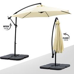 Foto van Maxxgarden zweefparasol - parasol set met tegels - ø300 cm (champagne)