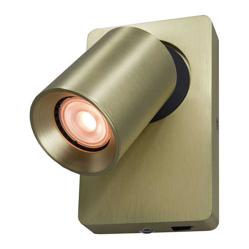 Foto van Lamponline wandlamp megano 1 lichts mat goud