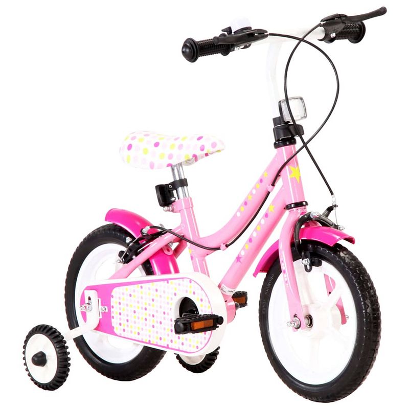 Foto van The living store kinderfiets - 12 inch - wit en roze - mig gelast staal