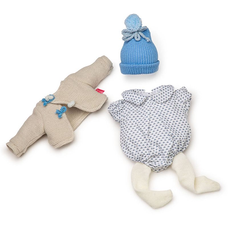 Foto van Berjuan poppenkleding meisjes 38 cm pe blauw/beige