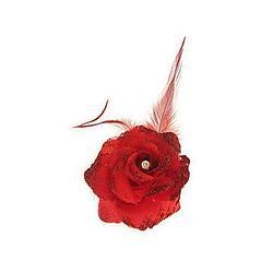 Foto van Rode deco bloem met speld/elastiek