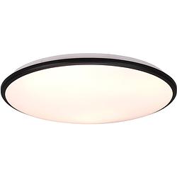 Foto van Led plafondlamp - plafondverlichting - trion lombis - 34w - warm wit 3000k - dimbaar - rond - mat zwart - kunststof