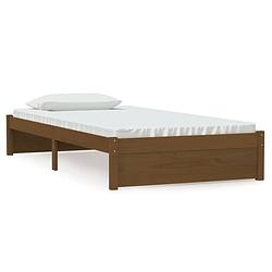 Foto van The living store houten bedframe - eenpersoonsbed - 205.5 x 105.5 x 31 cm - honingbruin