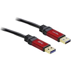 Foto van Delock usb-kabel usb 3.2 gen1 (usb 3.0 / usb 3.1 gen1) usb-a stekker, usb-a stekker 3.00 m rood, zwart vergulde steekcontacten, ul gecertificeerd 82746