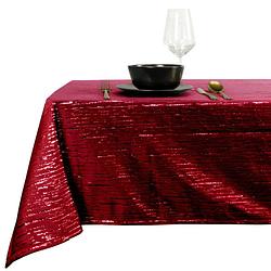 Foto van Unique living tafelkleed kerst -rood - gouden streep-250 x 145cm - tafellakens