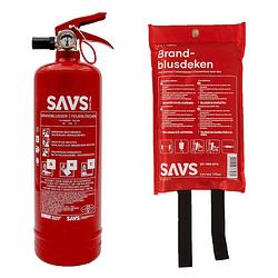 Foto van Savs® brandblus box - poederblusser + blusdeken - s - complete brandblusset - blusrating 8a 34b c en 1m x 1m