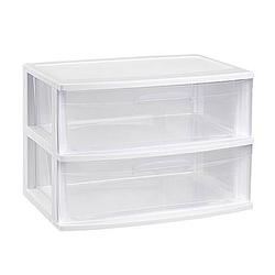 Foto van Plasticforte ladeblokje organizer 2x lades - wit/transparant - l56 x b40 x h41 cm - plastic - ladeblok