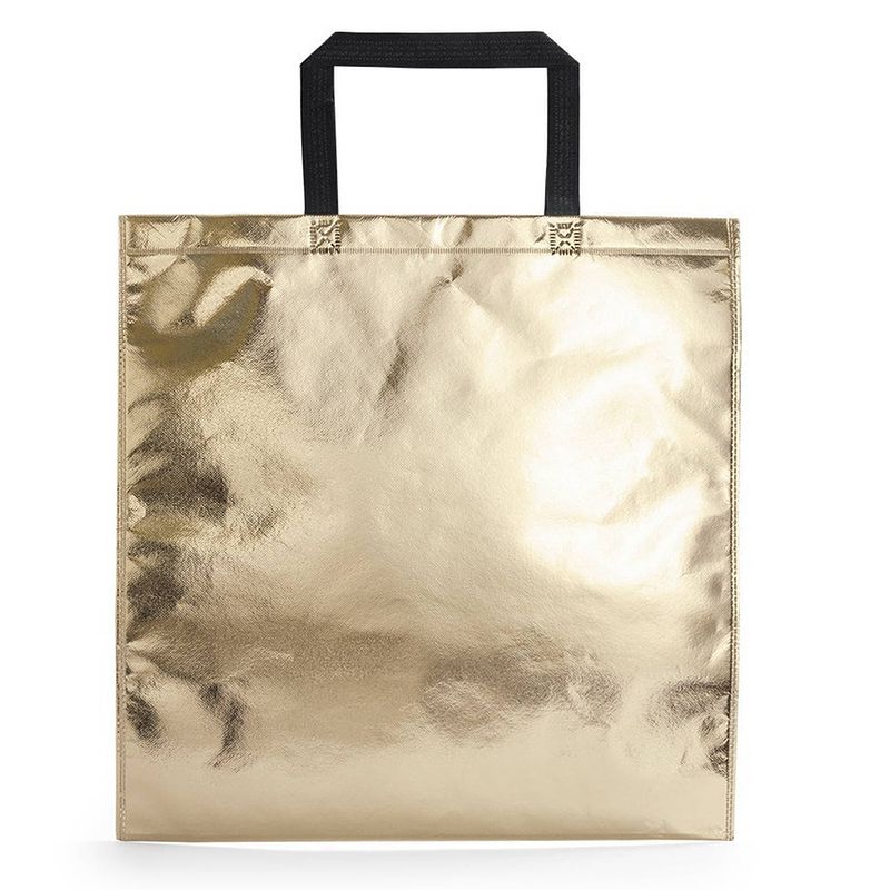 Foto van Draagtas/schoudertas in opvallende metallic gouden kleur 45 x 44 x cm - schoudertas