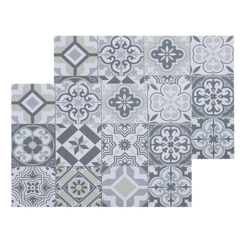 Foto van Set van 6x stuks rechthoekige placemats mozaiek grijs vinyl 45 x 30 cm - placemats