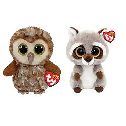 Foto van Ty - knuffel - beanie boo's - percy owl & racoon