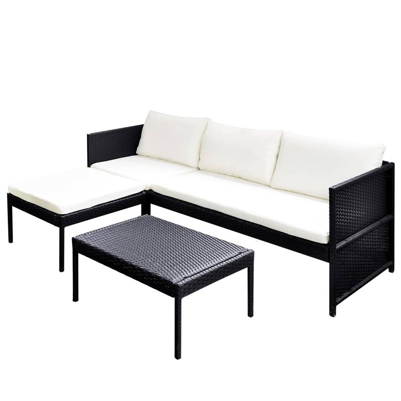 Foto van Vidaxl loungeset poly rattan zwart 9-delig