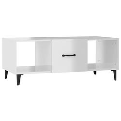 Foto van The living store salontafel - hoogglans wit - 102 x 50 x 40 cm - bewerkt hout en ijzer