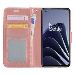 Foto van Basey oneplus 10 pro hoesje book case kunstleer cover hoes oneplus 10 pro-rose goud