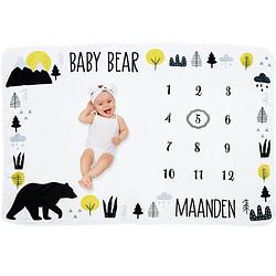 Foto van Frummel mijlpaaldeken 'bear' - milestone deken - mijlpaal baby