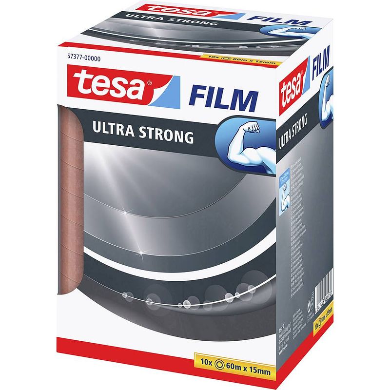 Foto van Tesa 57377-00000-02 plakband ultra strong transparant (l x b) 60 m x 15 mm 10 stuk(s)