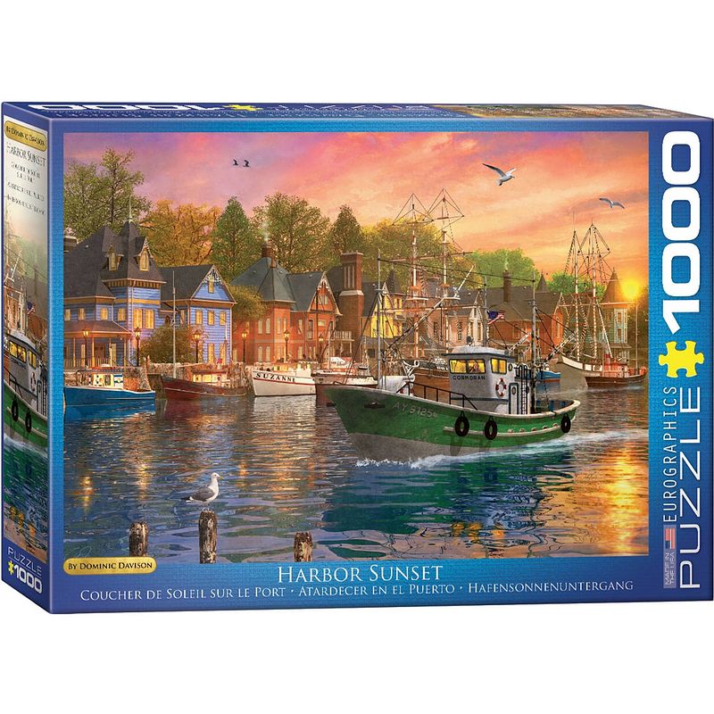 Foto van Eurographics puzzel harbor sunset - dominic davison - 1000 stukjes