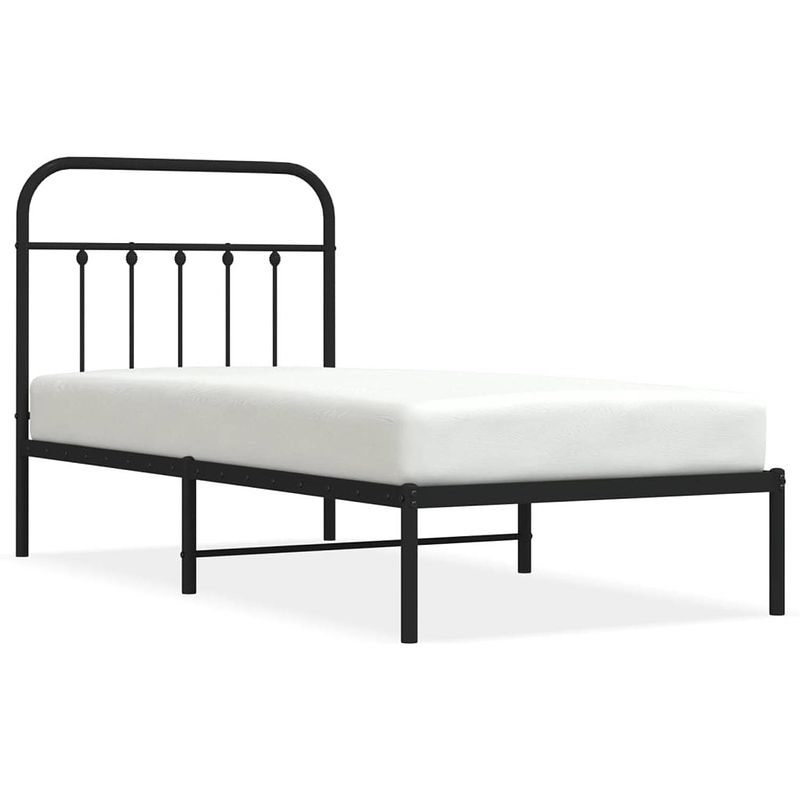 Foto van The living store bedframe - klassiek robuust - metaal - 207 x 95 x 100 cm - zwart