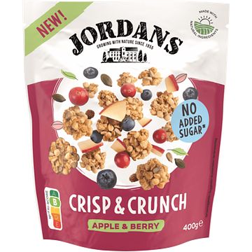 Foto van Jordans crisp & crunch apple & berry haverclusters 400g bij jumbo