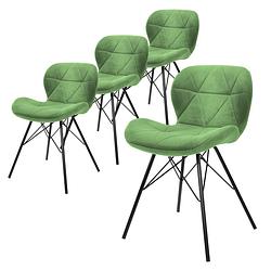 Foto van Ml-design set van 4 eetkamerstoelen met rugleuning, groen, keukenstoel met fluwelen bekleding, gestoffeerde stoel