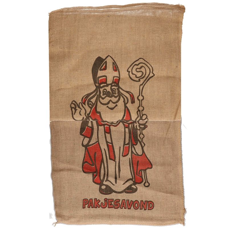 Foto van Jute zak voor sinterklaas - 60 x 102 cm - sinterklaas cadeauzak / strooizak