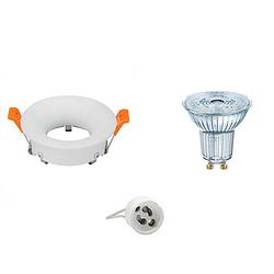 Foto van Led spot set - osram parathom par16 927 36d - gu10 fitting - dimbaar - inbouw rond - mat wit - 5.5w - warm wit 2700k -