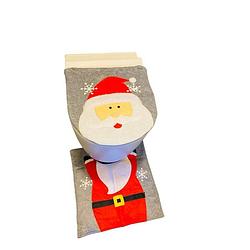 Foto van Hem kerstman wc bril hoes met wc mat - toiletbril cover (45x39 cm) + toiletmat