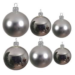 Foto van Glazen kerstballen pakket zilver glans/mat 26x stuks diverse maten - kerstbal