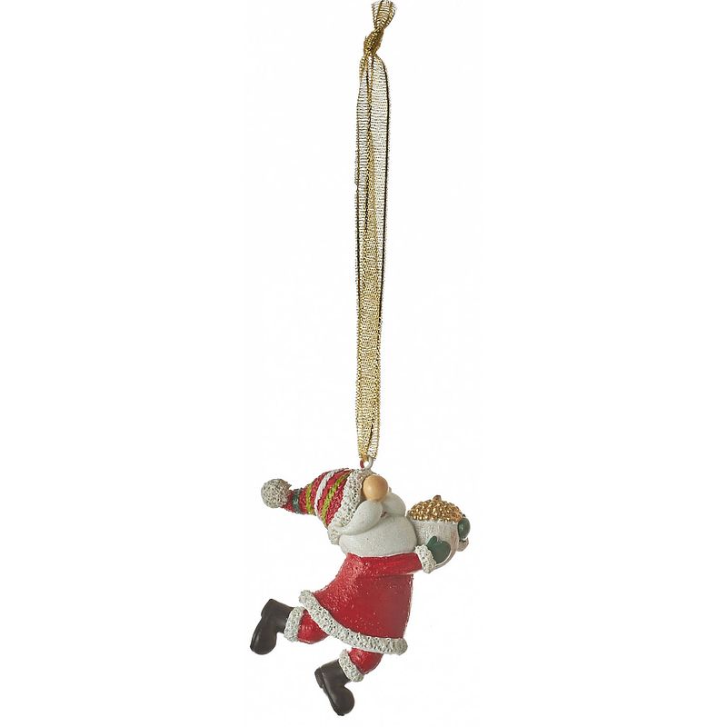 Foto van House of seasons ornament kerstman 17 x 8 cm keramiek rood/wit