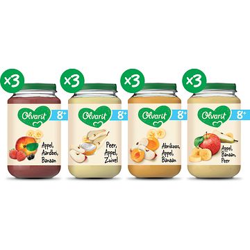 Foto van Olvarit variatiemenu fruit 8 mnd 8+ maanden 200g bij jumbo