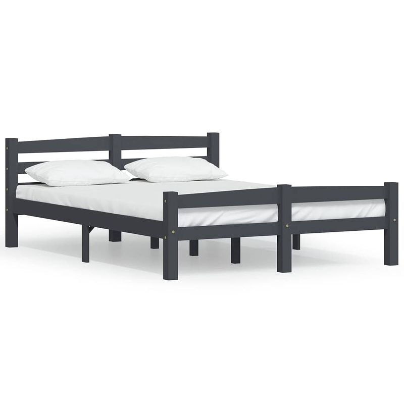 Foto van Vidaxl bedframe massief grenenhout donkergrijs 140x200 cm