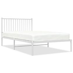 Foto van Vidaxl bedframe met hoofdbord metaal wit 107x203 cm