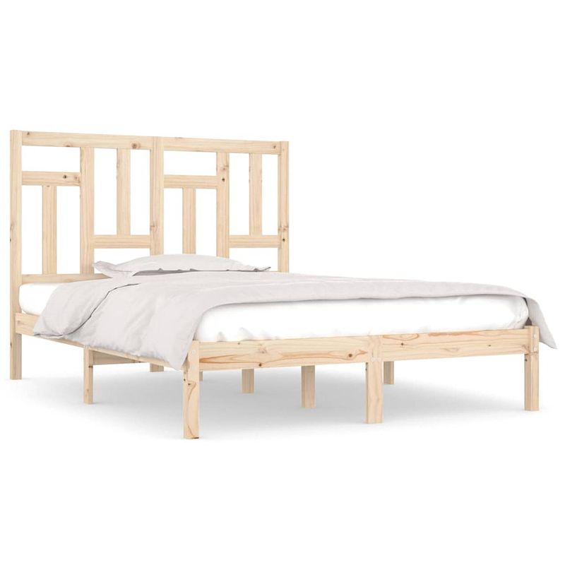 Foto van The living store houten bedframe - massief grenenhout - 195.5 x 125.5 x 31 cm - comfortabel hoofdeinde