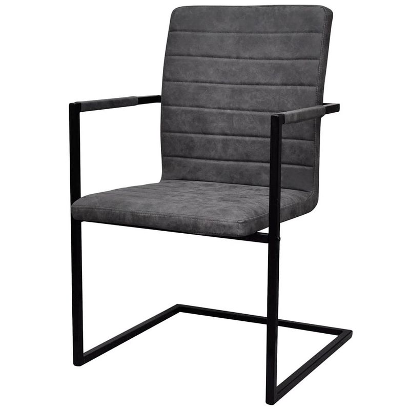 Foto van The living store eetkamerstoelen - grijs - pu-leer - 53x61x88.2cm - set van 6