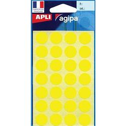 Foto van Agipa ronde etiketten in etui diameter 15 mm, geel, 168 stuks, 28 per blad
