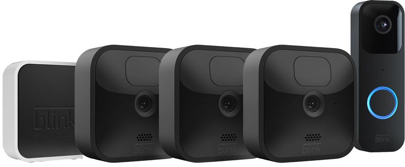 Foto van Blink outdoor ip camera 3-pack + video doorbell zwart