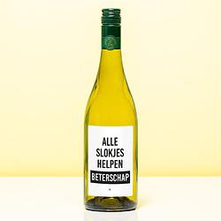 Foto van Wijnfles beterschap alle slokjes helpen - wit (sauvignon blanc)