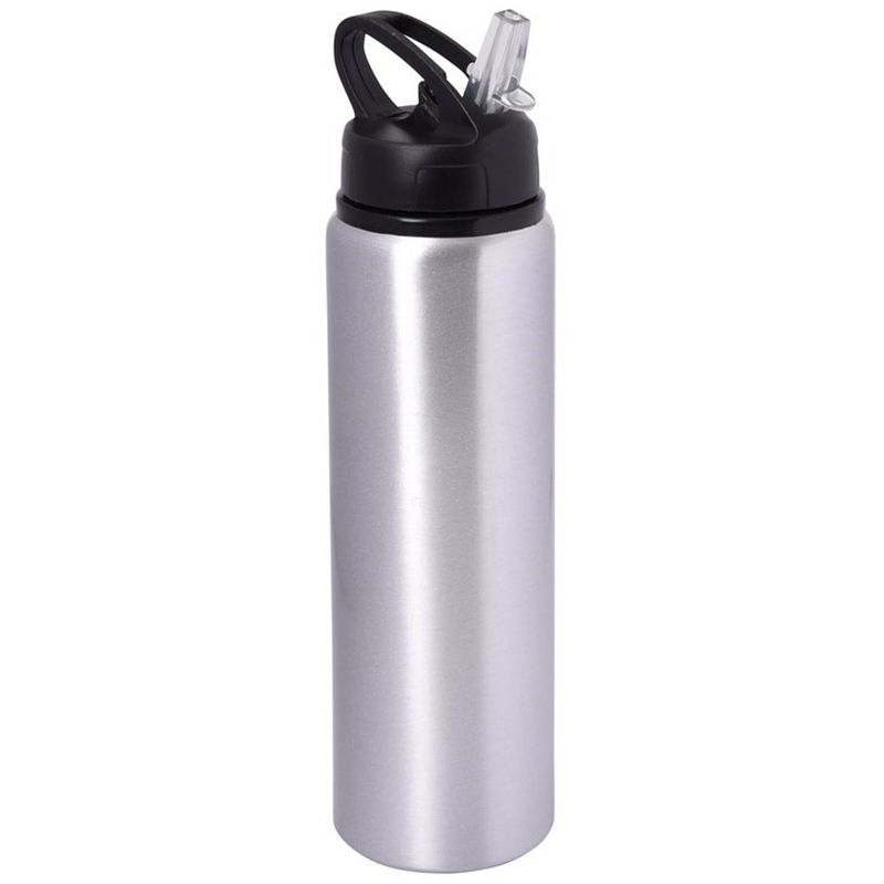 Foto van Waterfles/sportfles/drinkflesa sporty - zilver - aluminium/kunststof - 800 ml - drinkflessen