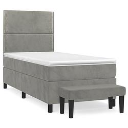 Foto van The living store boxspringbed - comfort - bed - matras en topmatras - 90 x 200 cm - fluweel - middelharde