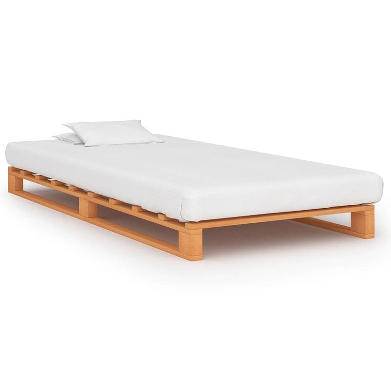 Foto van Vidaxl bedframe pallet massief grenenhout bruin 90x200 cm