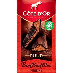 Foto van Cote d'sor bonbonbloc chocolade reep praline puur 200g bij jumbo