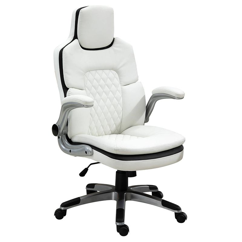 Foto van Bureaustoel - bureaustoel ergonomisch - directiestoel - bureaustoelen voor volwassenen - wit - 69 x 67 x 113-121 cm