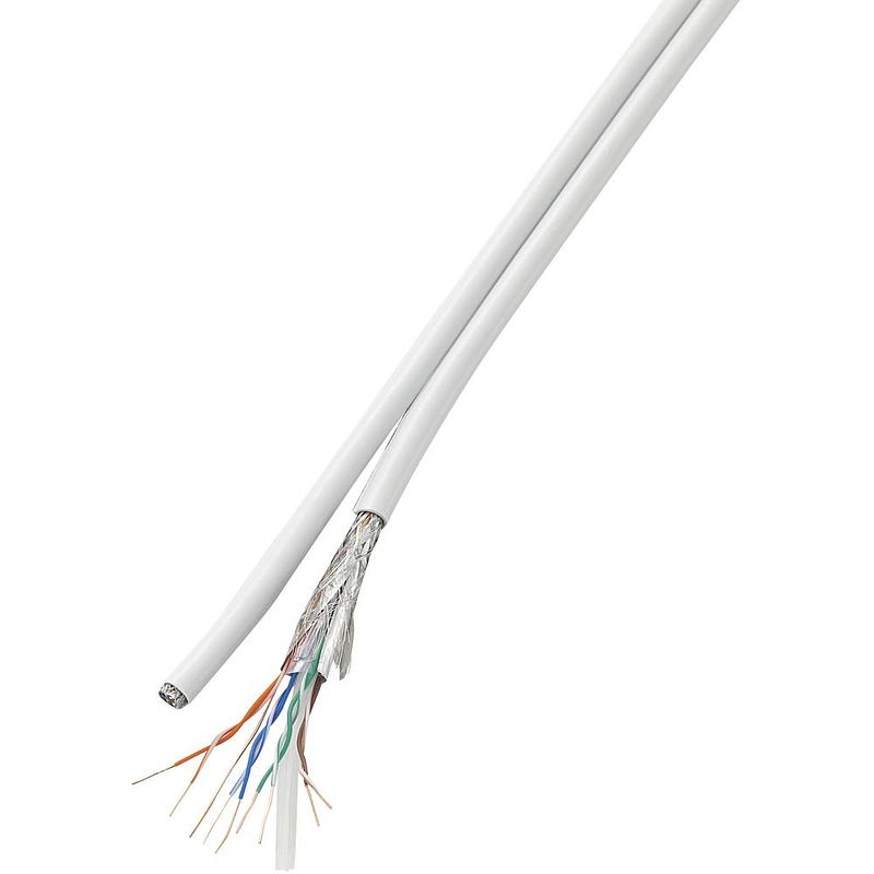 Foto van Tru components 1567361 netwerkkabel cat 6 sf/utp 8 x 2 x 0.196 mm² wit 50 m