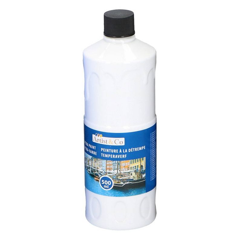 Foto van 1x witte acrylverf / temperaverf fles 500 ml hobby/knutsel verf - hobbyverf