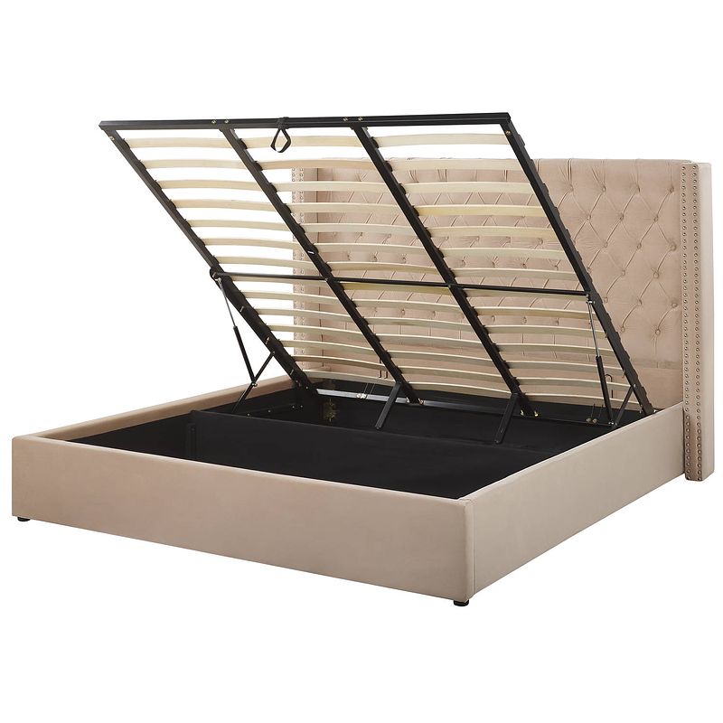 Foto van Beliani lubbon - tweepersoonsbed-beige-fluweel