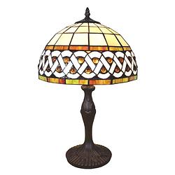 Foto van Haes deco - tiffany tafellamp wit ø 31x43 cm fitting e27 / lamp max 1x40w