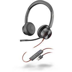 Foto van Plantronics blackwire 8225 on ear headset telefoon kabel stereo zwart ruisonderdrukking (microfoon), noise cancelling volumeregeling, microfoon uitschakelbaar