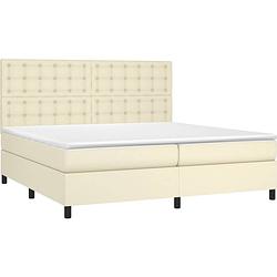 Foto van The living store boxspringbed - crème kunstleren bedframe - pocketveringmatras - huidvriendelijke topmatras -