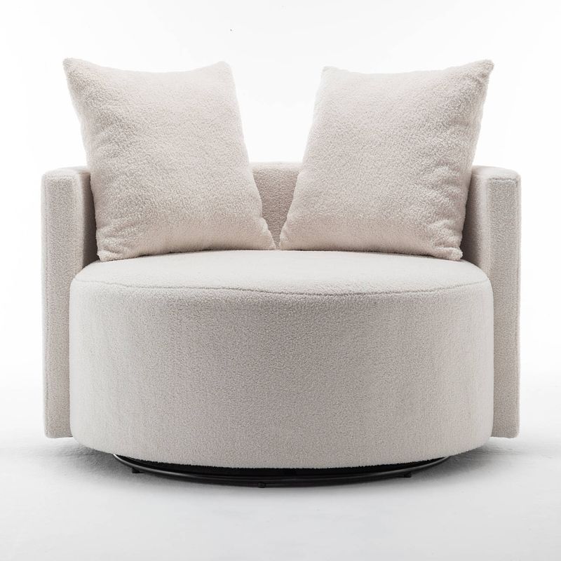 Foto van Fauteuil loveseat teddy wit draaibare fauteuil